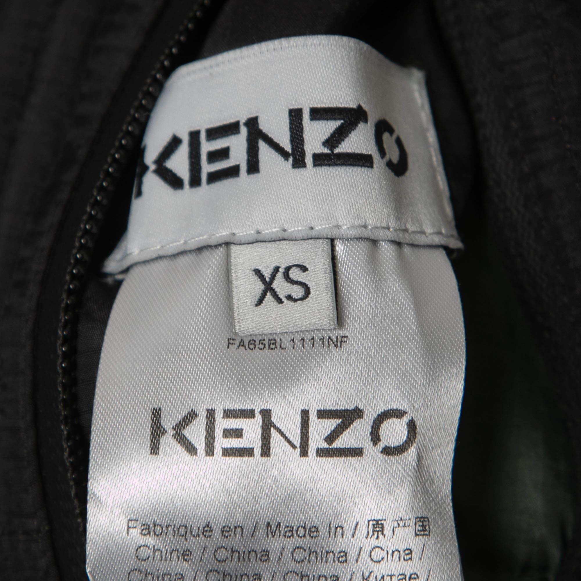 Kenzo Piumino reversibile sintetico nero/verde XS in vendita 1