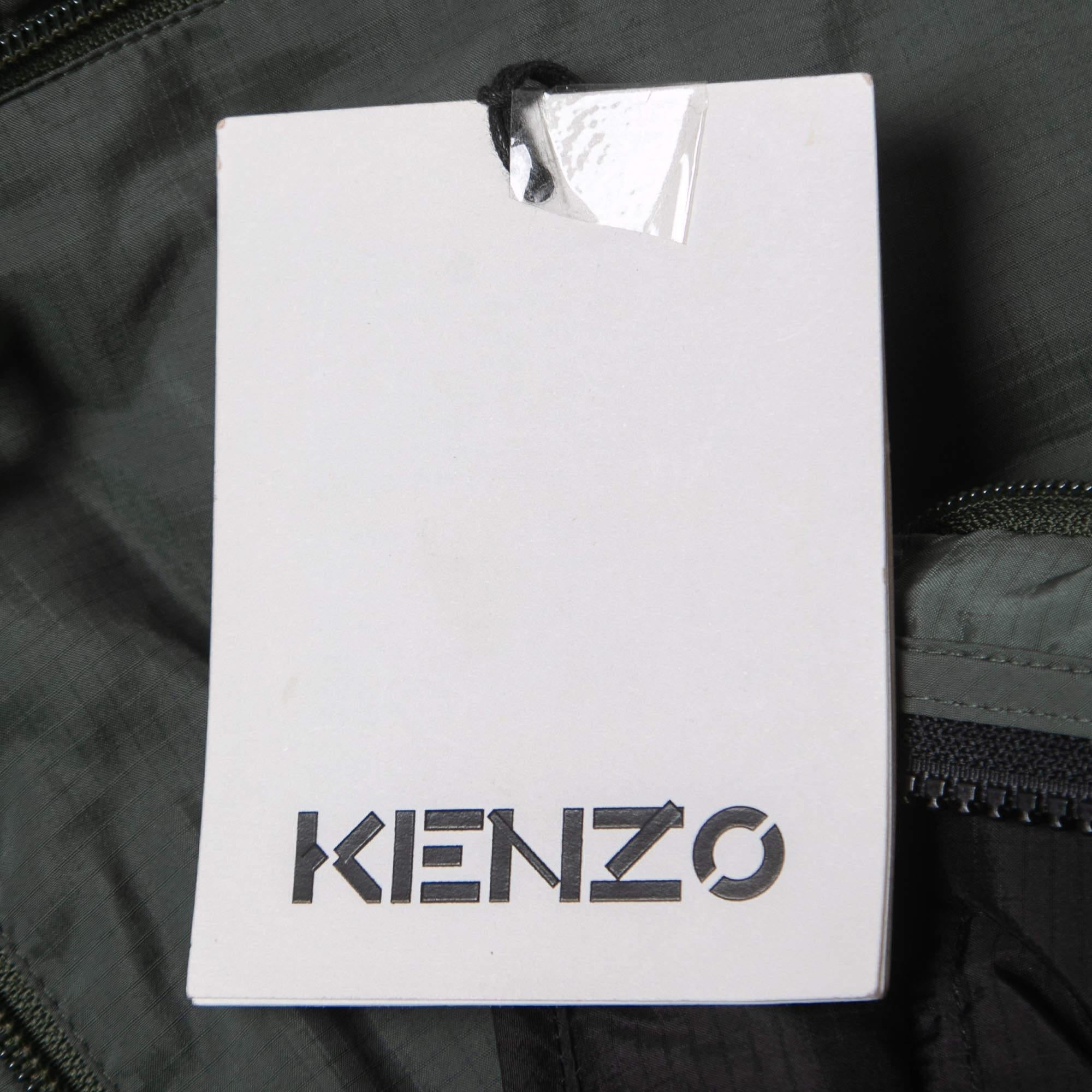 Kenzo Black/Green Synthetic Reversible Down Jacket XS For Sale 2