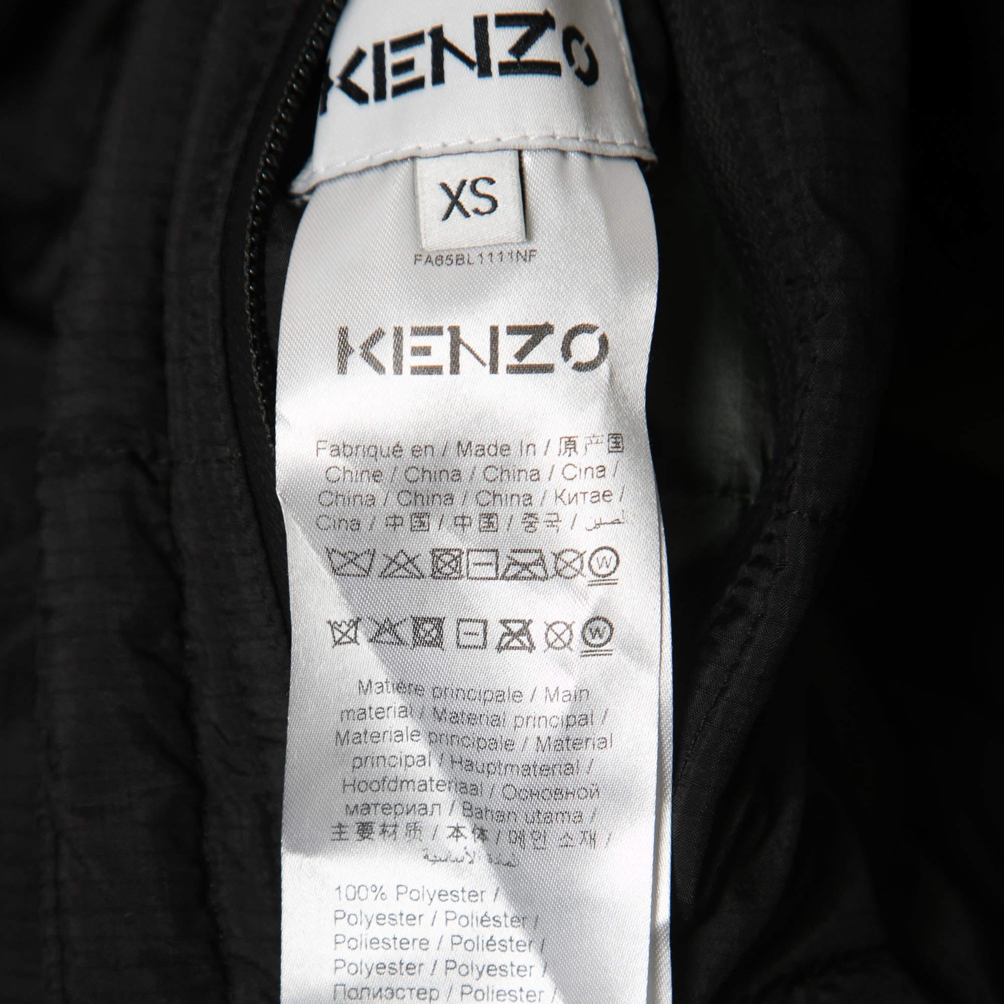 Kenzo Piumino reversibile sintetico nero/verde XS in vendita 2
