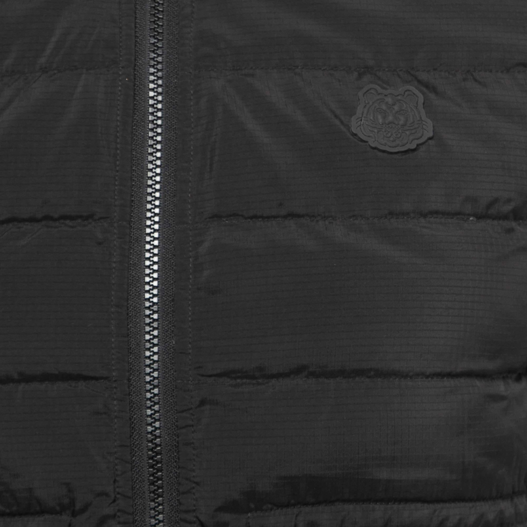 Kenzo Black/Green Synthetic Reversible Down Jacket XS For Sale 3