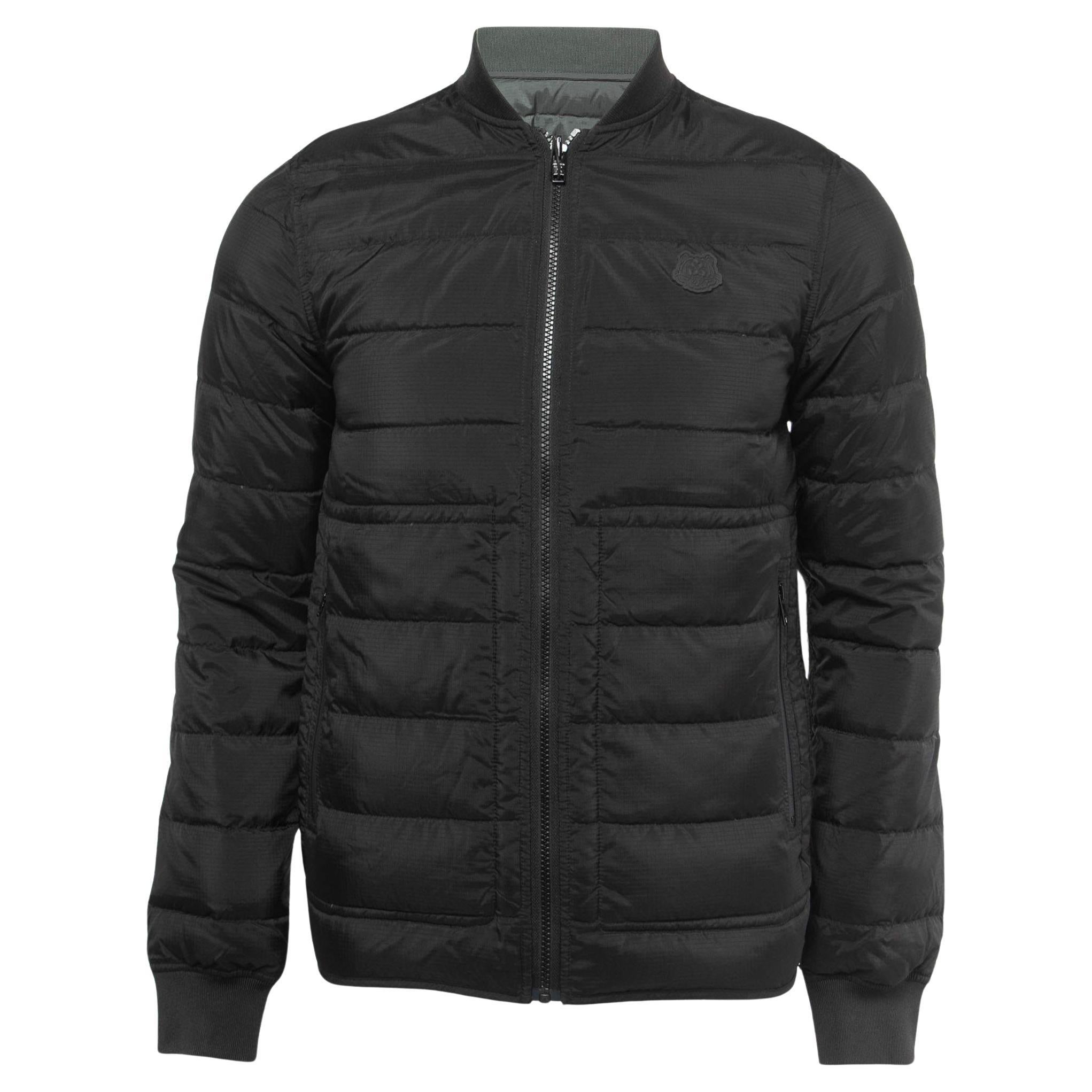 Kenzo Black/Green Synthetic Reversible Down Jacket XS For Sale