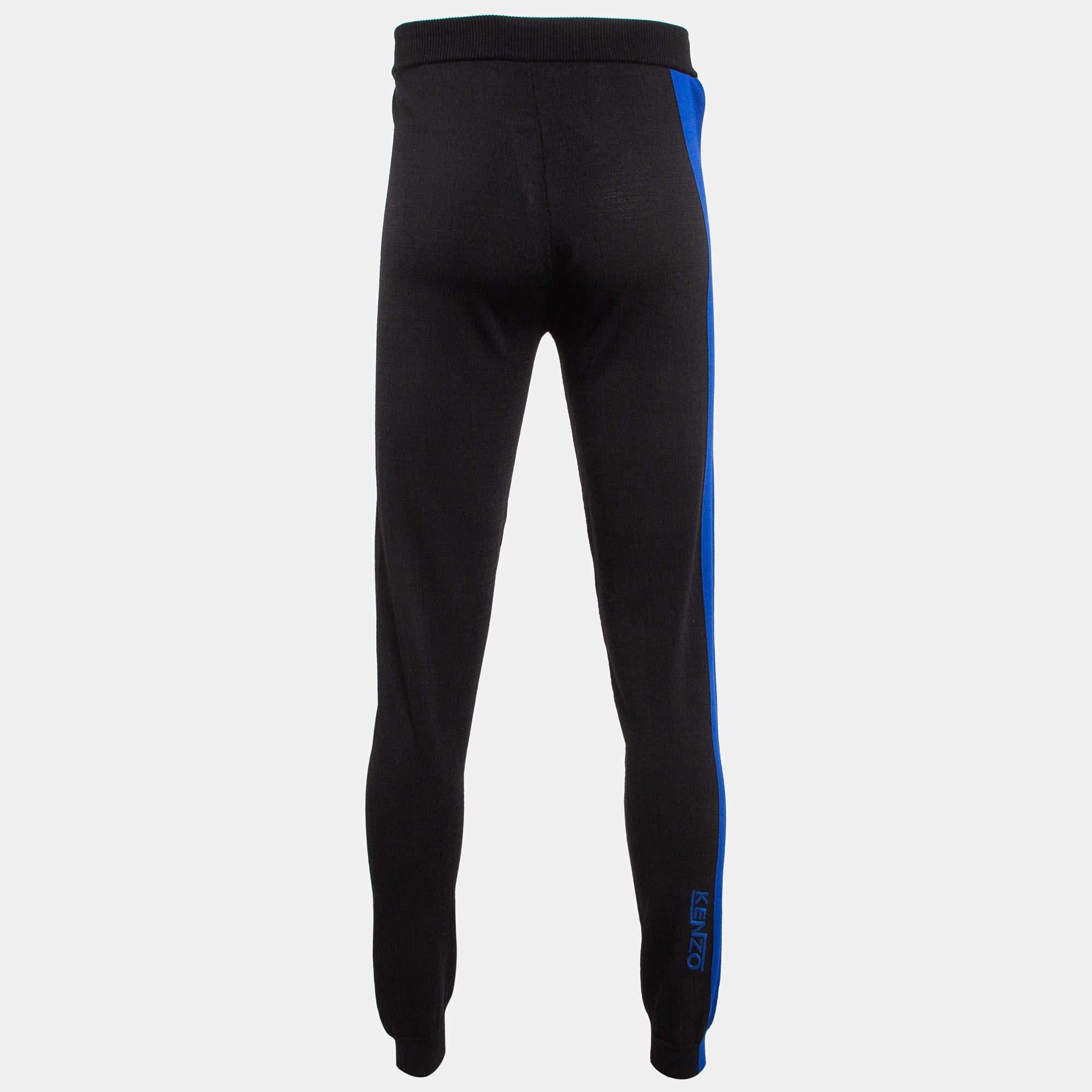 Kenzo Black Jersey Contrast Trimmed Joggers M In Good Condition For Sale In Dubai, Al Qouz 2