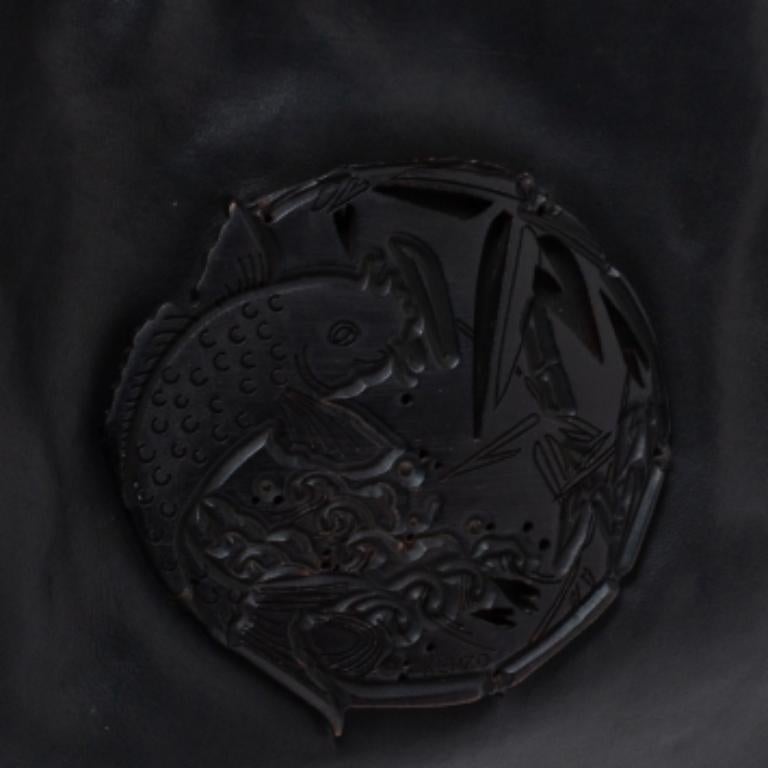 Kenzo Black Leather Koi Fish Tote In Fair Condition For Sale In Dubai, Al Qouz 2
