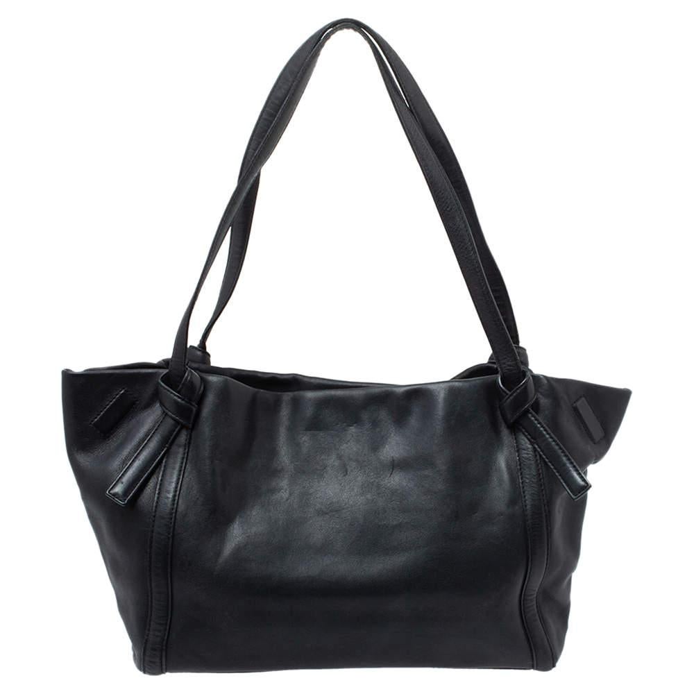 Women's Kenzo Black Leather Koi Fish Tote