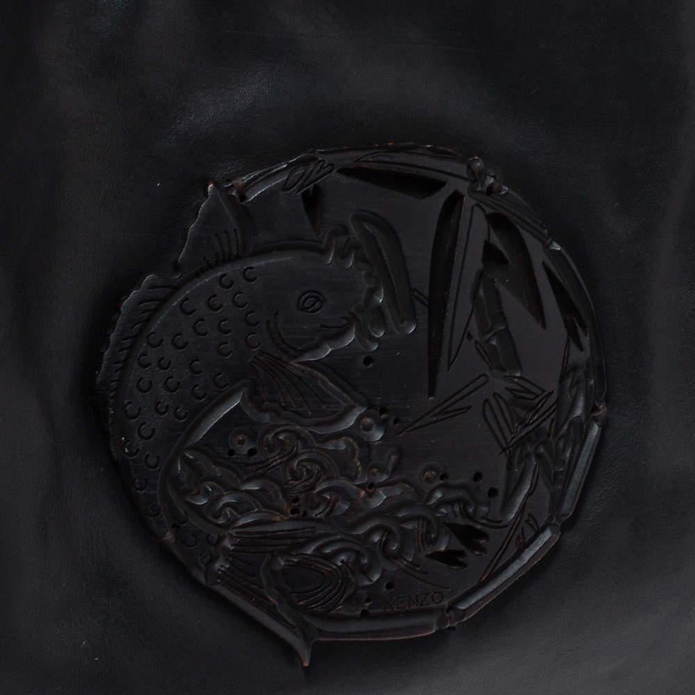Kenzo Black Leather Koi Fish Tote 1