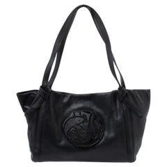 Kenzo Black Leather Koi Fish Tote