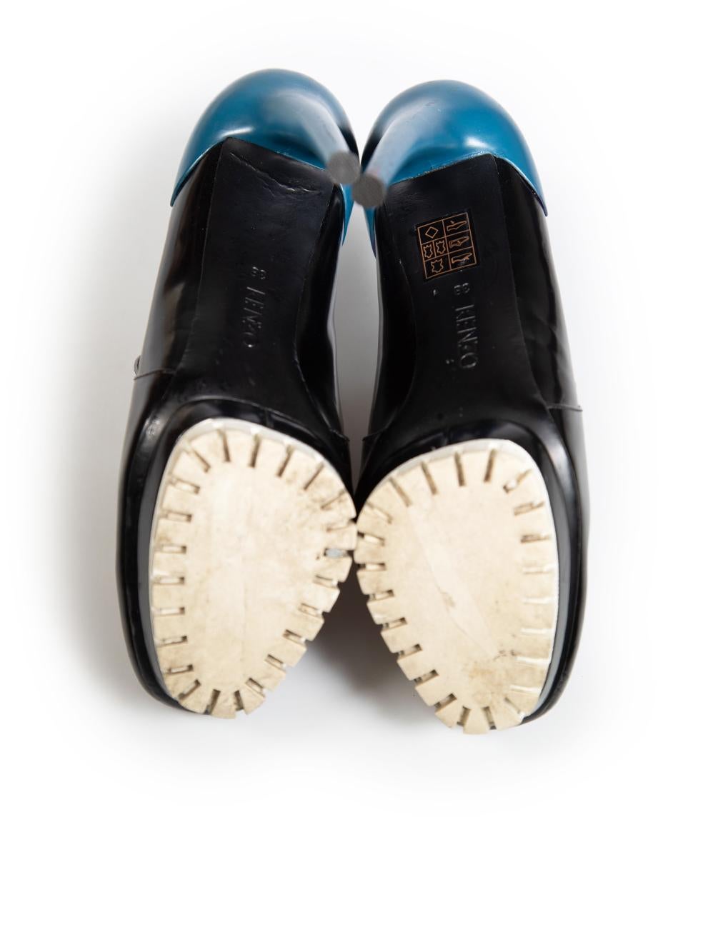 Women's Kenzo Black Leather Platform Collared Pumps Size IT 38