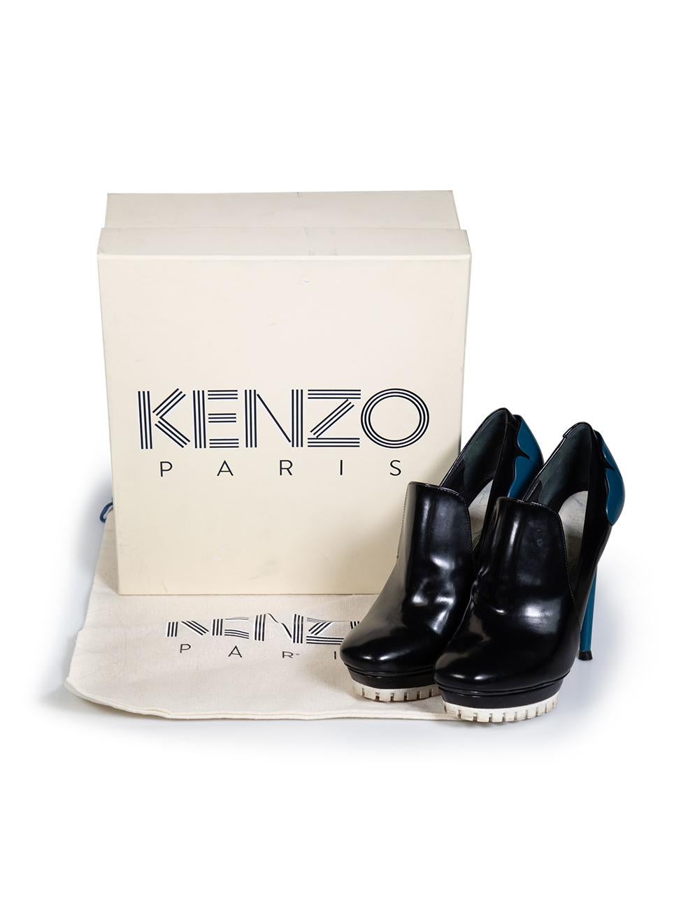 Kenzo Escarpins à plateforme en cuir noir Taille IT 38 Pour femmes en vente