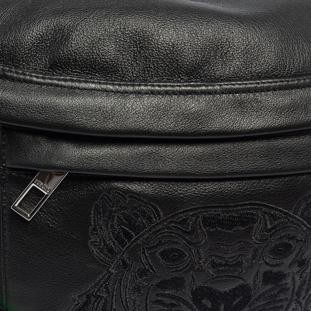 Kenzo Black Leather Tiger Embroidered Belt Bag 3