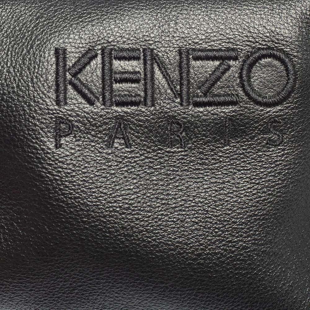 Men's Kenzo Black Leather Tiger Embroidered Belt Bag