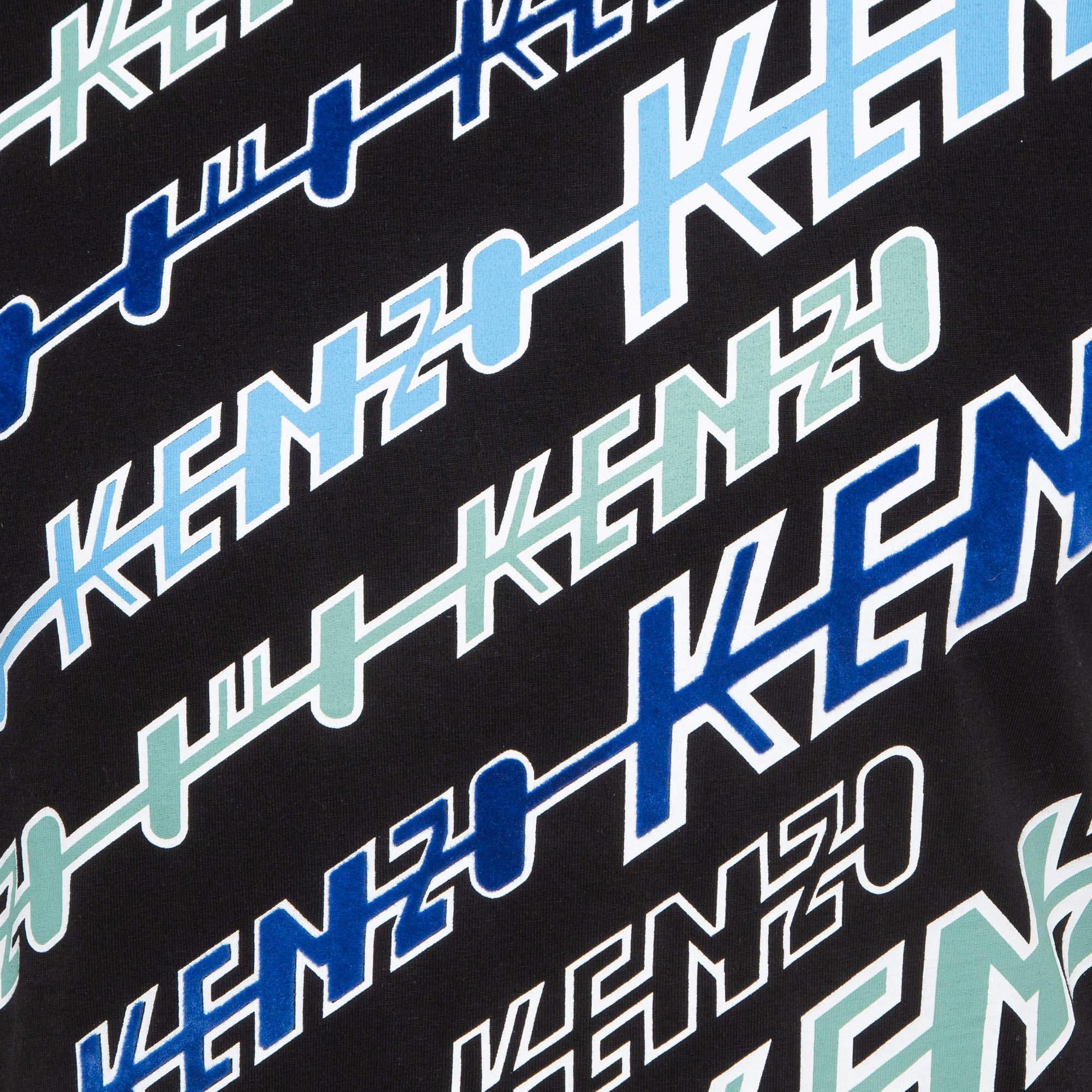 Kenzo Camiseta cuello redondo algodón estampado gráfico logo negro XS Negro en venta
