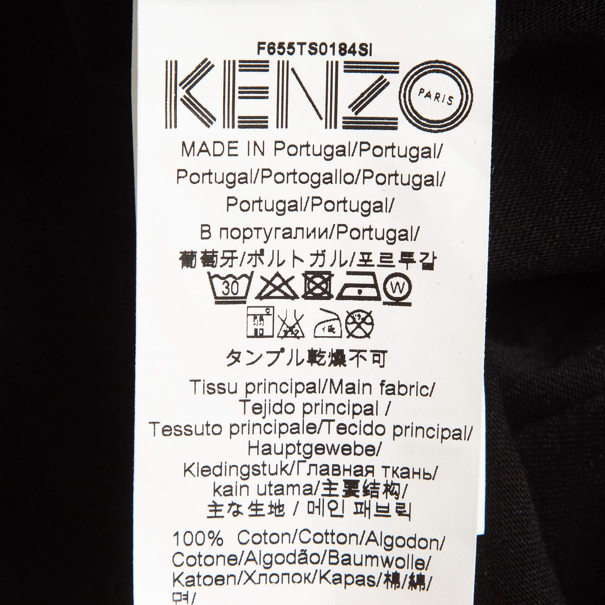 De los hombres Kenzo Camiseta cuello redondo algodón estampado gráfico logo negro XS en venta