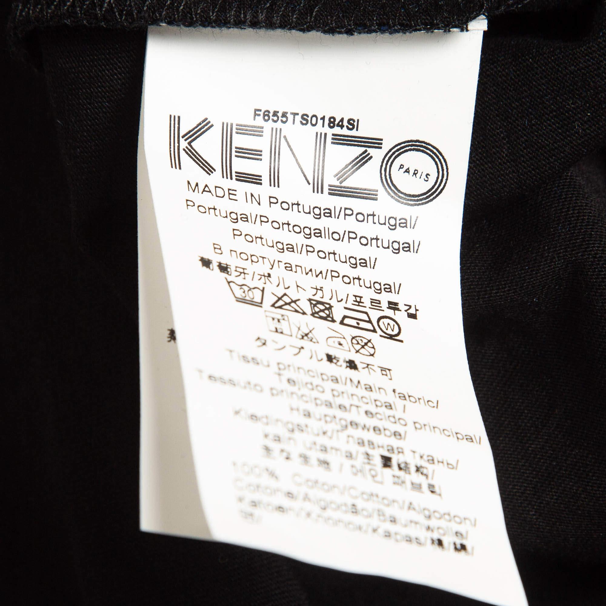 Kenzo Camiseta cuello redondo algodón estampado gráfico logo negro XS en venta 1