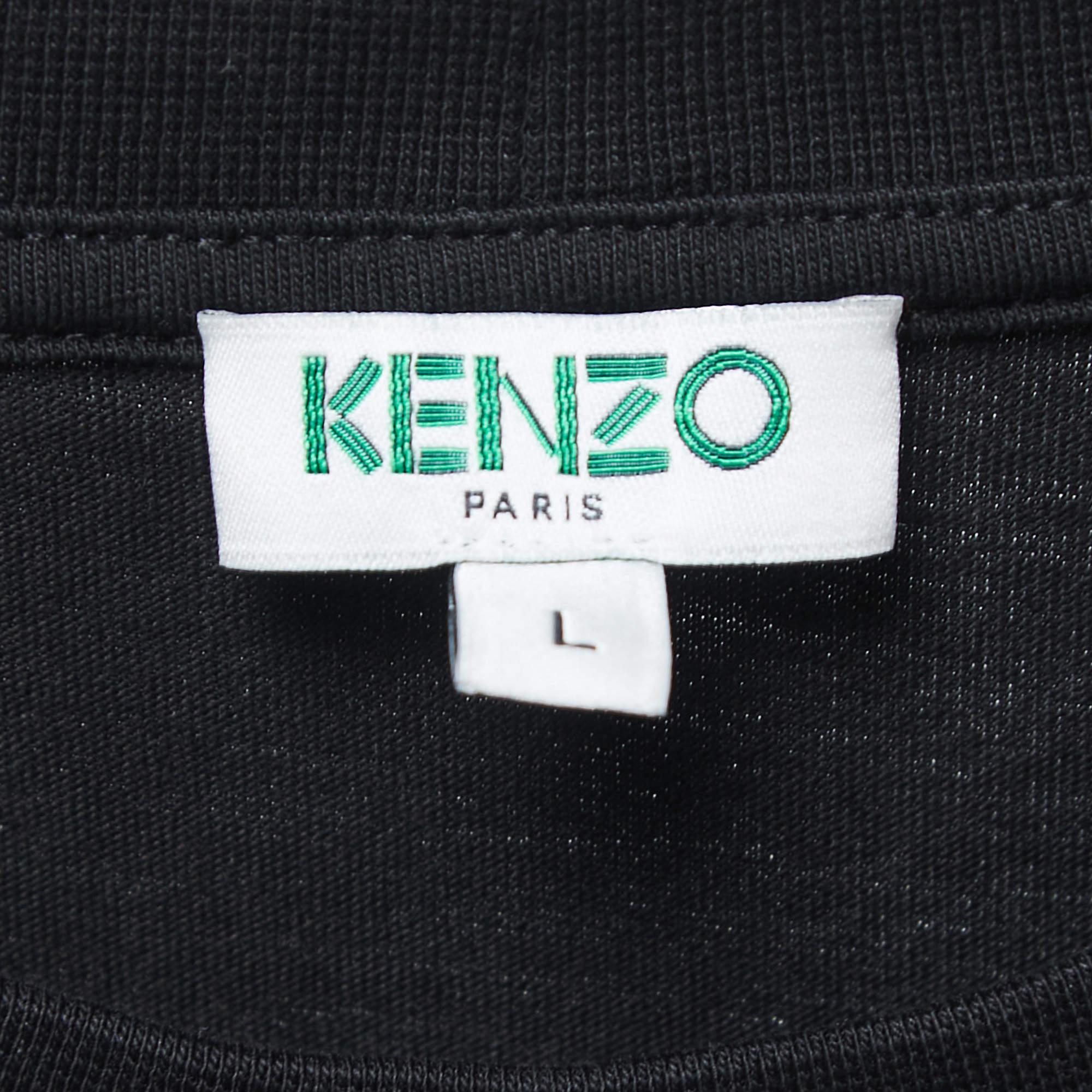 Kenzo Black Logo Print Cotton Crew Neck Half Sleeve T-Shirt L Bon état - En vente à Dubai, Al Qouz 2