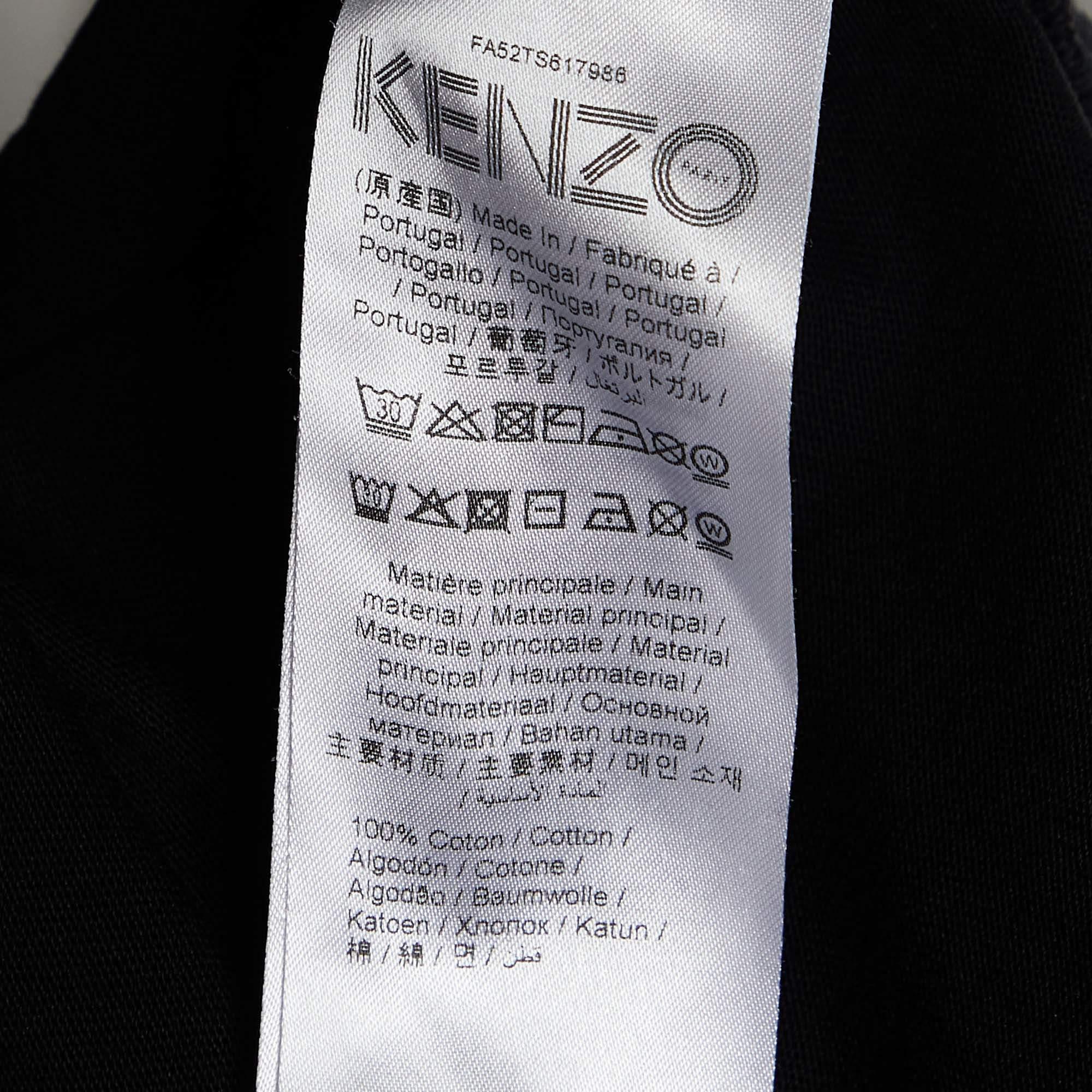 Kenzo Black Logo Print Cotton Mesh Detail T-Shirt S For Sale 1