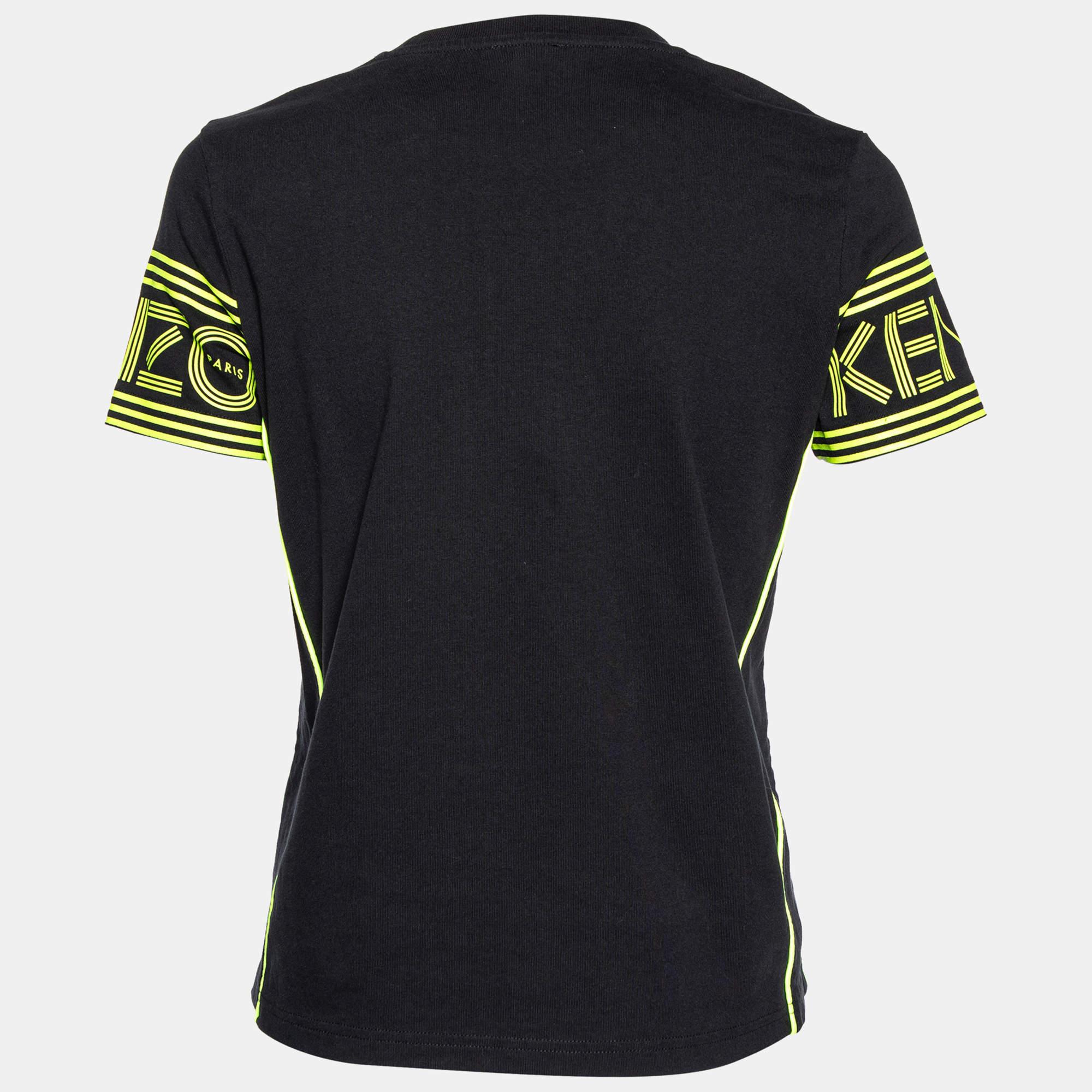 Kenzo Black Logo Sleeve Detail Cotton Knit T-Shirt XS In Good Condition For Sale In Dubai, Al Qouz 2