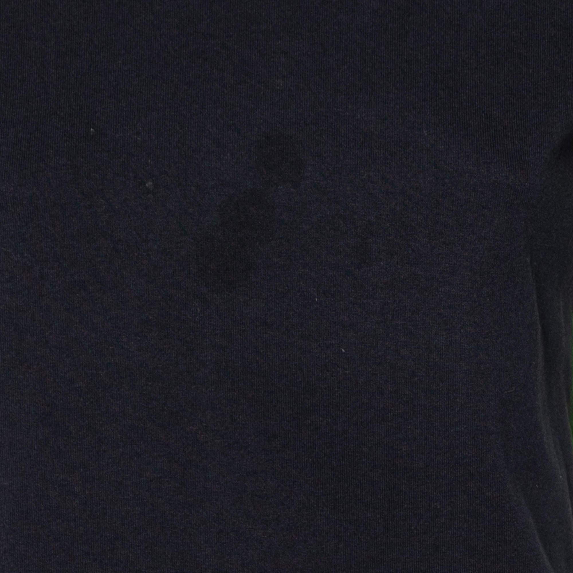 Kenzo Black Logo Sleeve Detail Cotton Knit T-Shirt XS For Sale 1