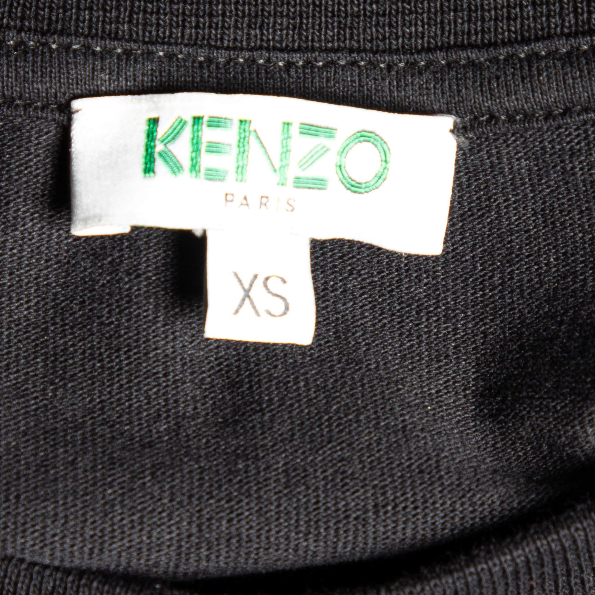 Kenzo Black Logo Sleeve Detail Cotton Knit T-Shirt XS For Sale 2