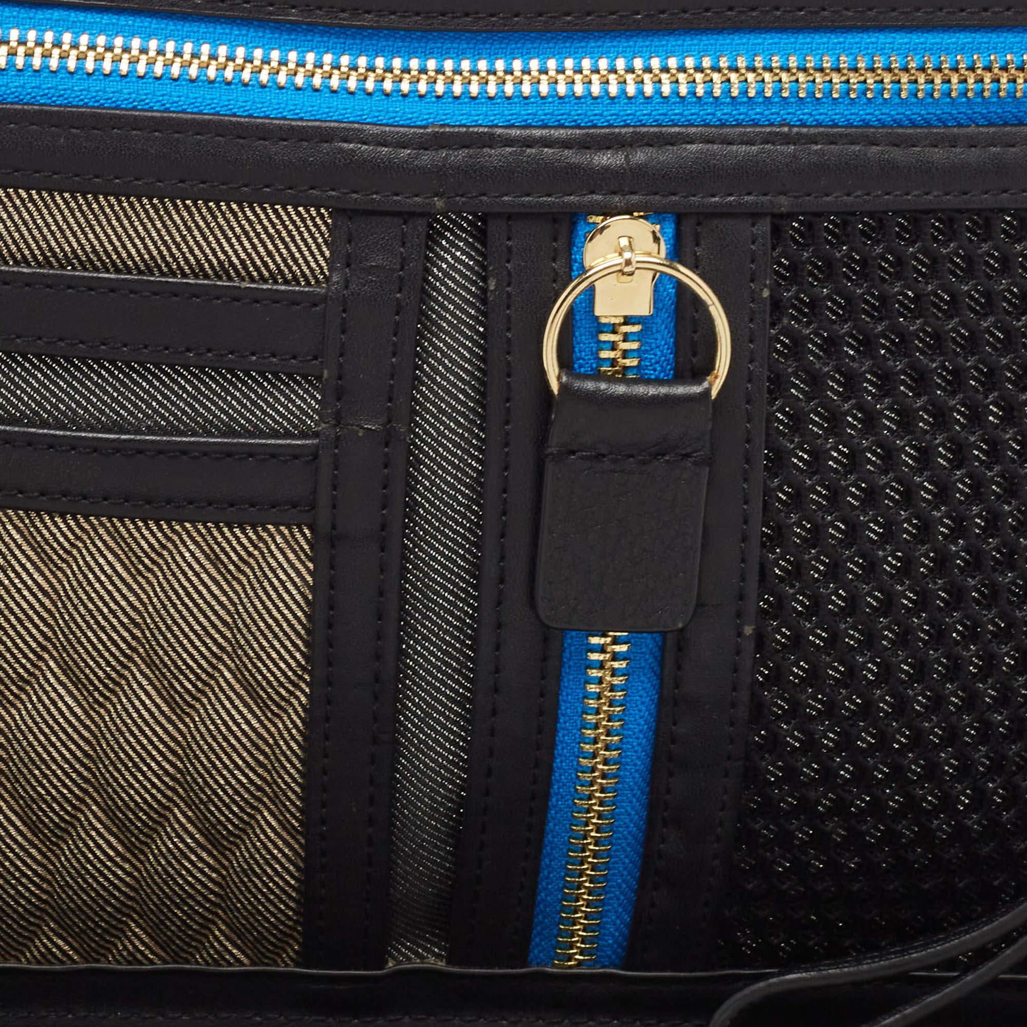 Donna Kenzo, astuccio organizer in pelle e tessuto nero/multicolore in vendita