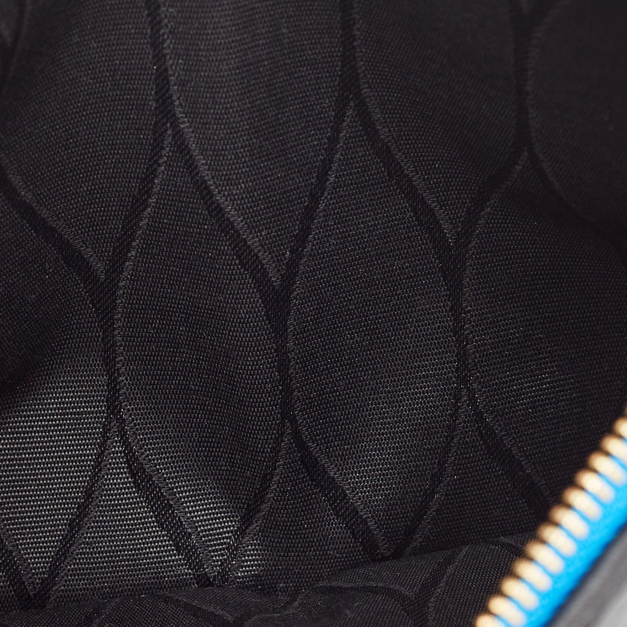 Kenzo, astuccio organizer in pelle e tessuto nero/multicolore in vendita 3
