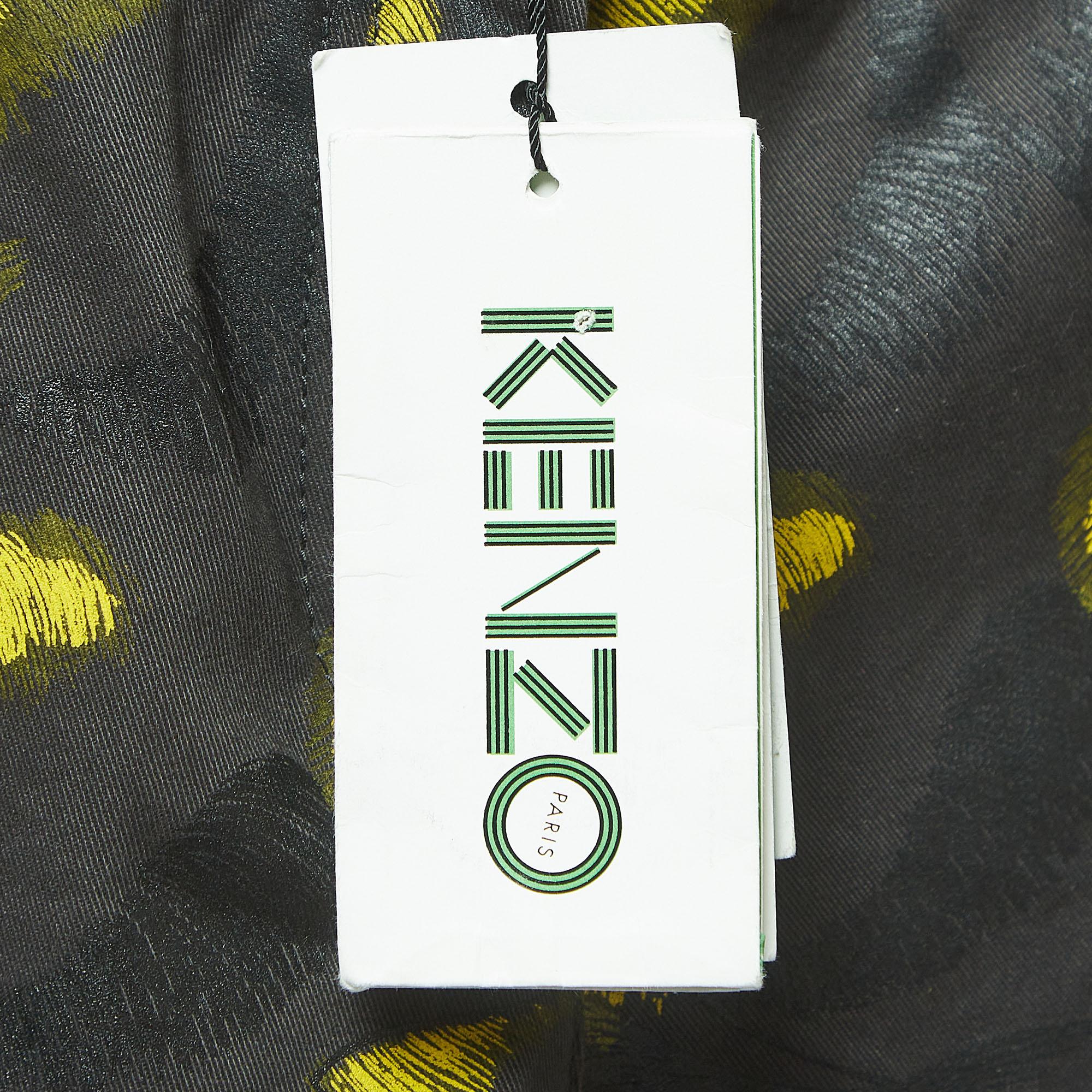 Kenzo Black Printed Cotton Trousers M In Excellent Condition For Sale In Dubai, Al Qouz 2