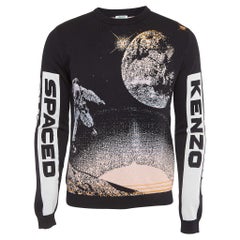 Kenzo Black Spaced Out Intarsia Knit Crew Neck Sweatshirt S