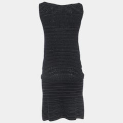 Kenzo Black Stripe Lurex Knit Belted Mini Dress M