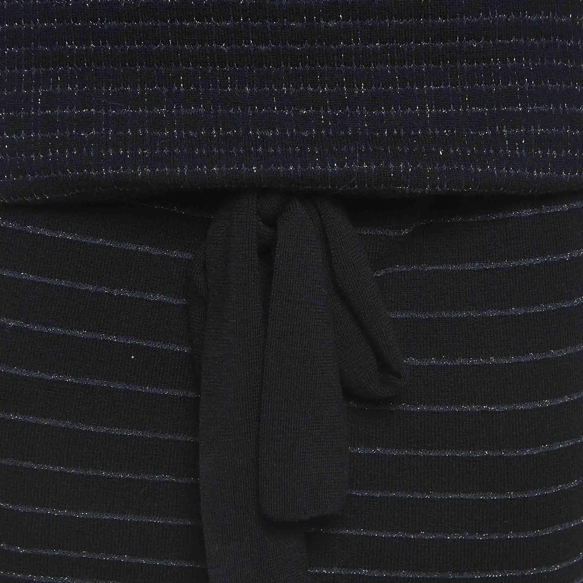 Noir Kenzo mini-robe à rayures noires en maille de lurex avec ceinture M en vente