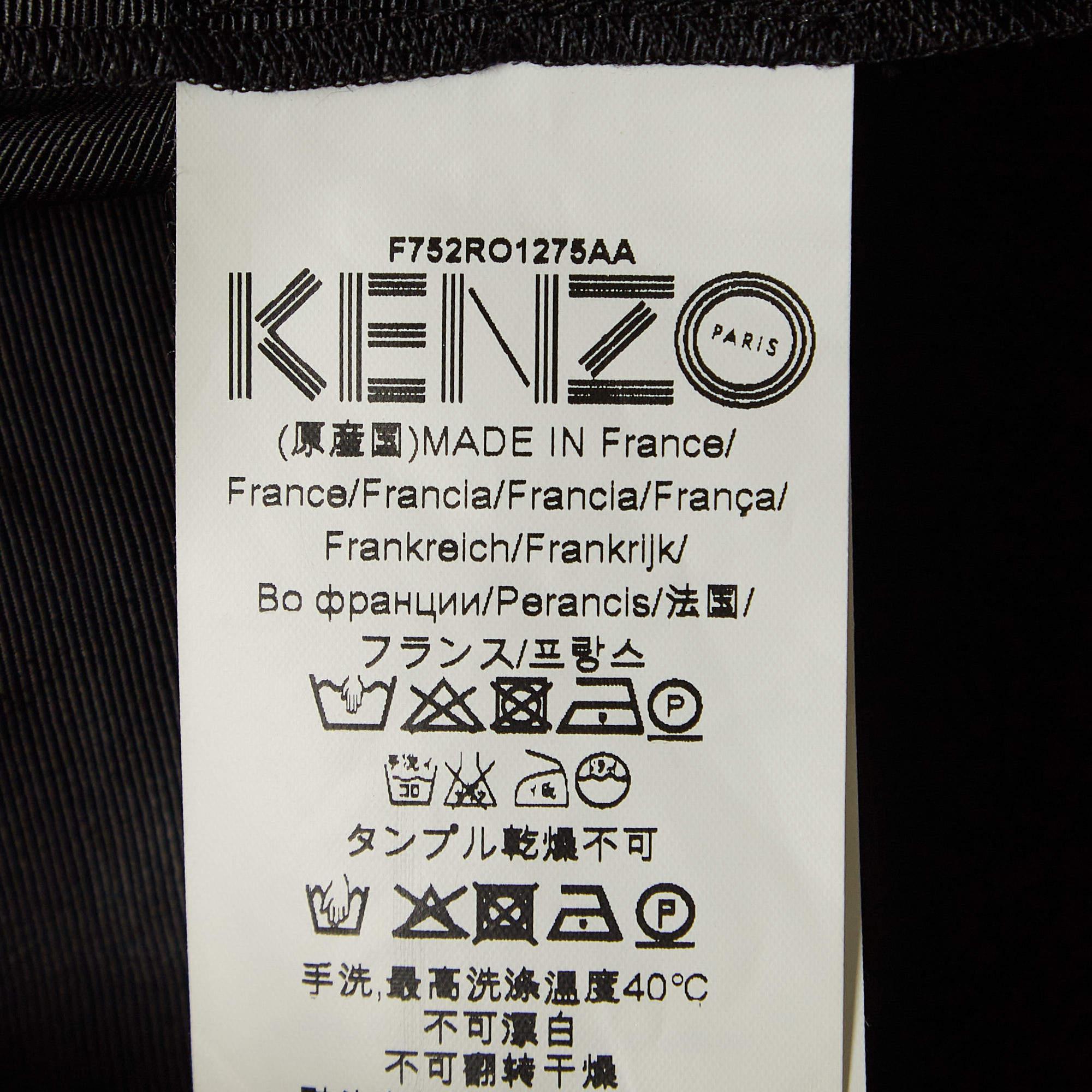 Kenzo Black Synthetic Eyelet Detail Sleeveless Mini Dress M 1
