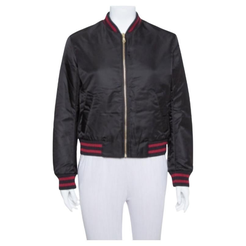 Kenzo Black Synthetic Tiger Embroidered Bomber Jacket M For Sale