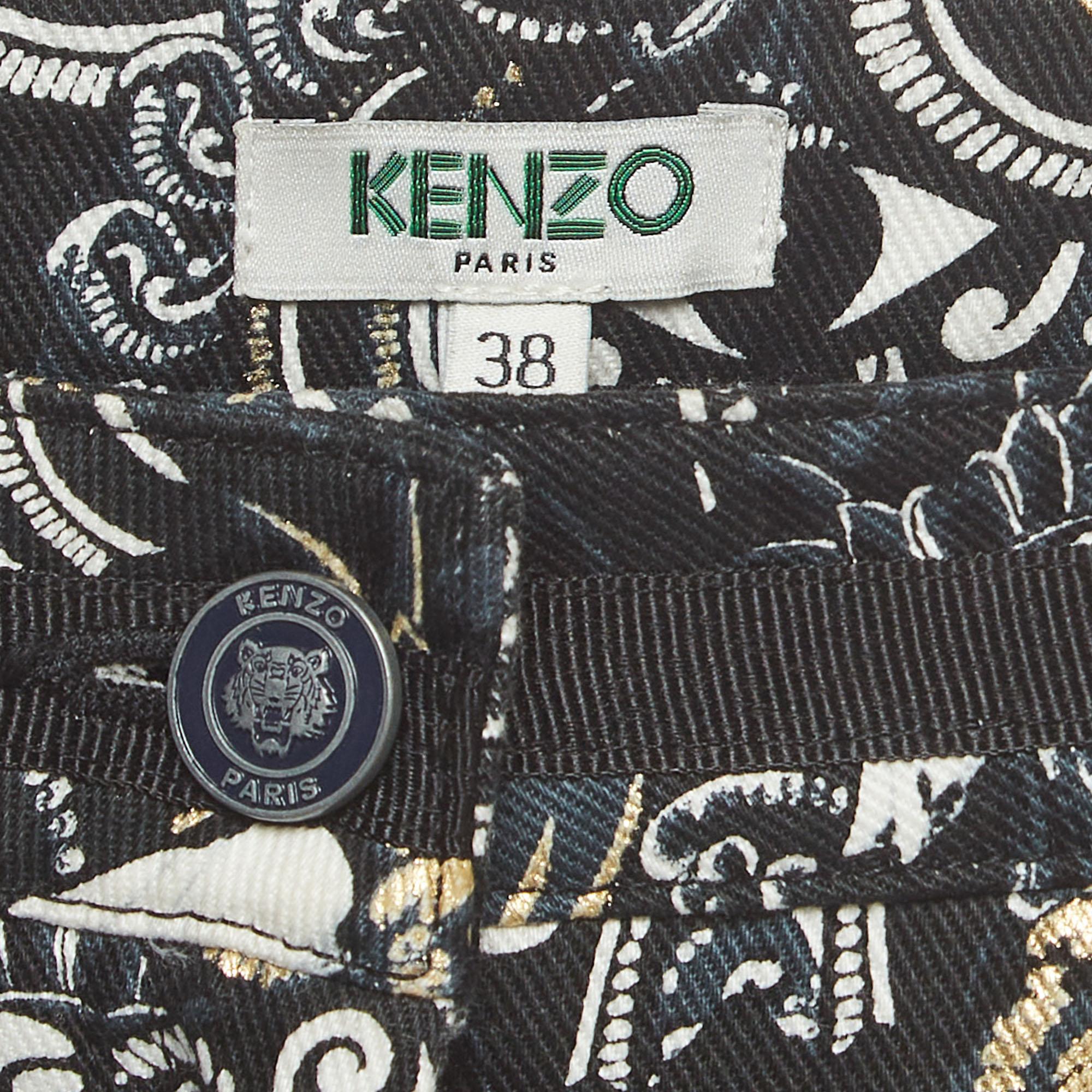 Kenzo Pantalon à rayures en gabardine imprimé 'The Eye' noir M État moyen - En vente à Dubai, Al Qouz 2