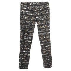 Kenzo Pantaloni con stampa 'The Eye' neri in gabardina con strisce applicate M. I.