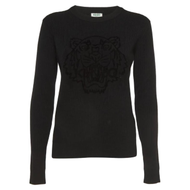 Kenzo Sudadera de punto de lana con estampado de tigre negro M