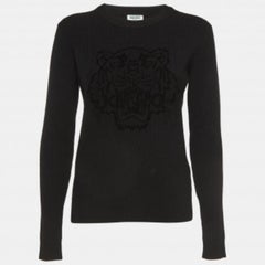 Kenzo Sweatshirt en laine à motif de tigre noir M.