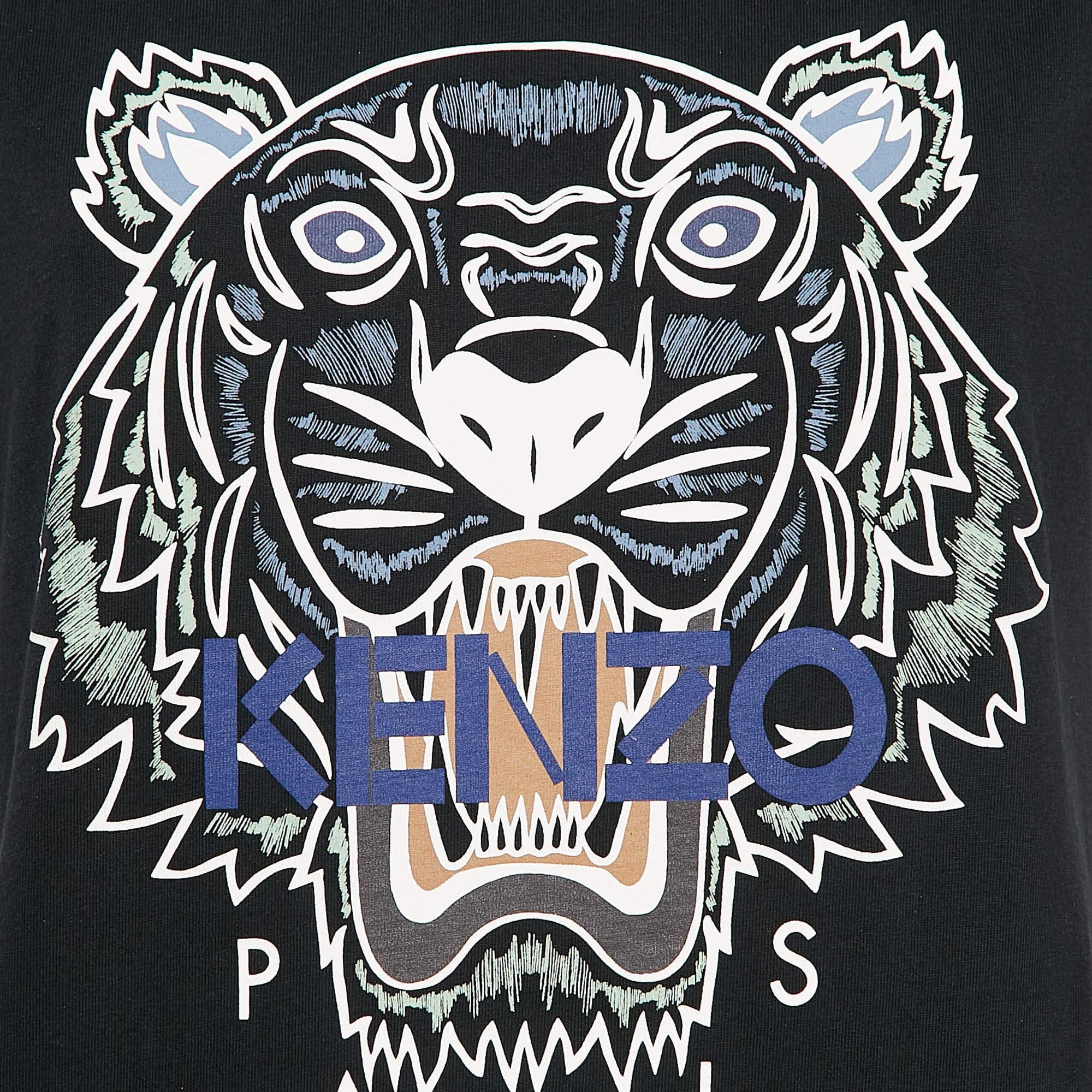 Kenzo Camiseta cuello redondo estampado tigre negro M Negro en venta