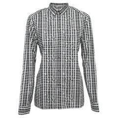 Kenzo Chemise boutonnée en coton imprimé abstrait noir/blanc M.