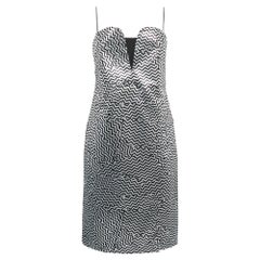 Kenzo Black/White Chevron Patterned Jacquard Strapless Dress M Kenzo Black/White Chevron Patterned Jacquard Strapless Dress M