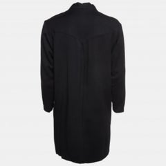 Kenzo Black Wool Blend V-Neck Mini Dress M