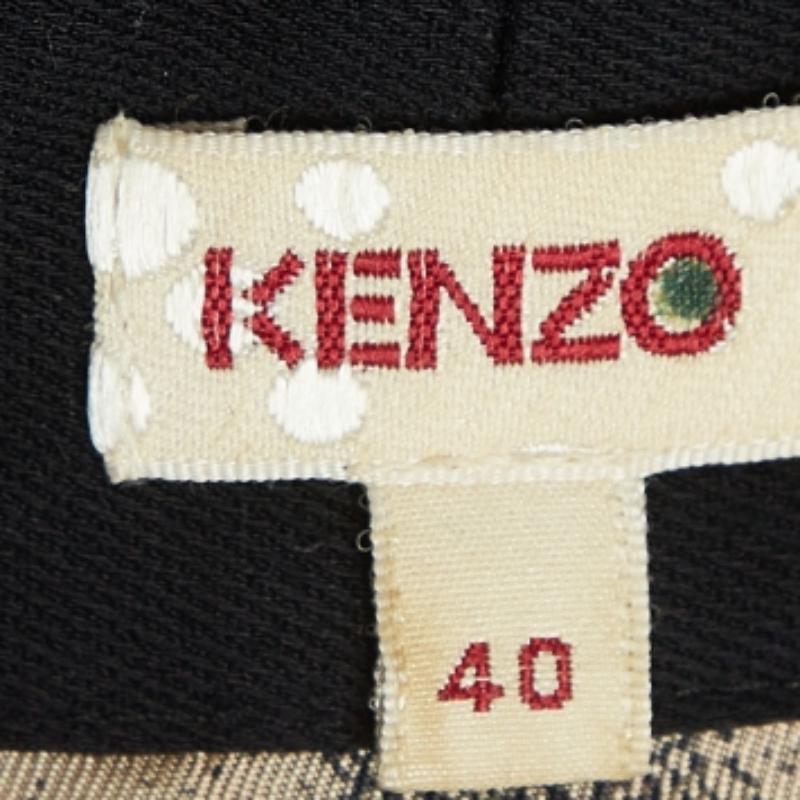 Kenzo Schwarzes Minikleid mit V-Ausschnitt aus Wollmischung M Damen im Angebot
