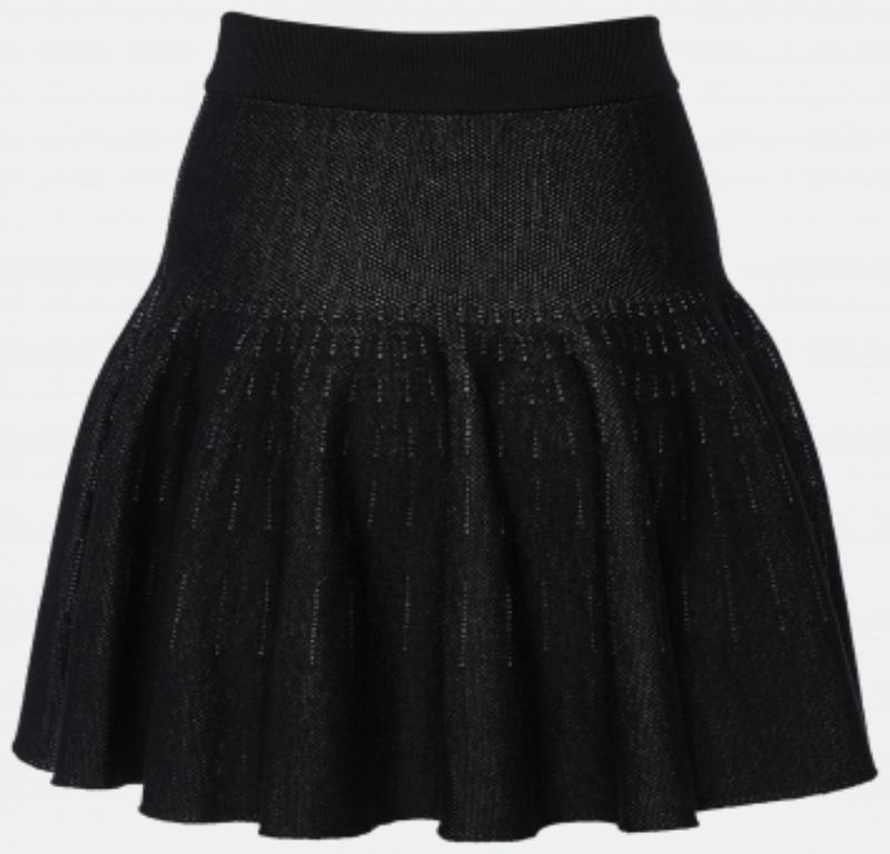 Kenzo Mini Falda Skater de Punto de Lana y Algodón Negra XS en venta 1