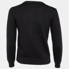 Kenzo Black Wool Knit Logo Intarsia Knit Sweater L