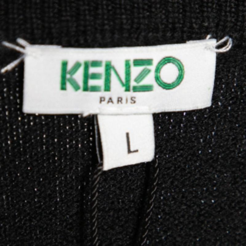 Donna Kenzo Maglione in lana nera con logo intarsiato L.L.A. in vendita