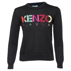 Kenzo Maglione in lana nera con logo intarsiato L.L.A.