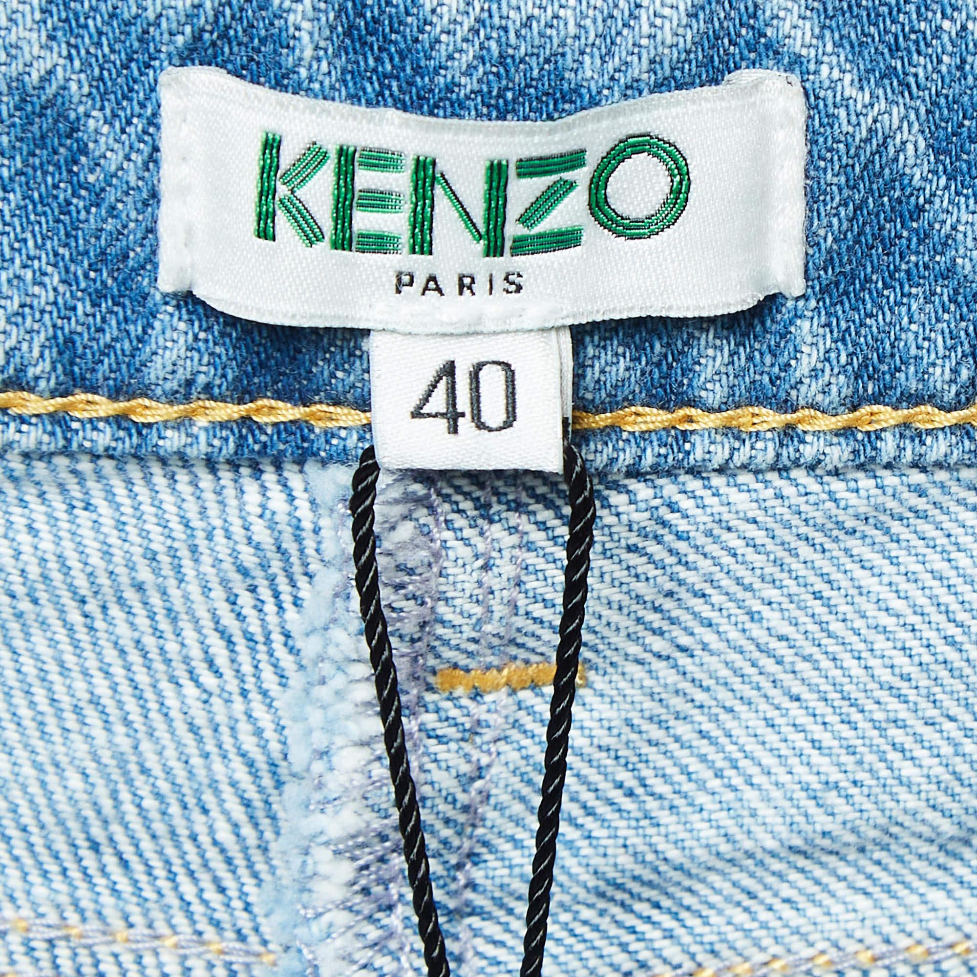 Kenzo Pantalones vaqueros Boyfriend Jeans M Azul Detalle Aplique Cintura 32 en venta 1