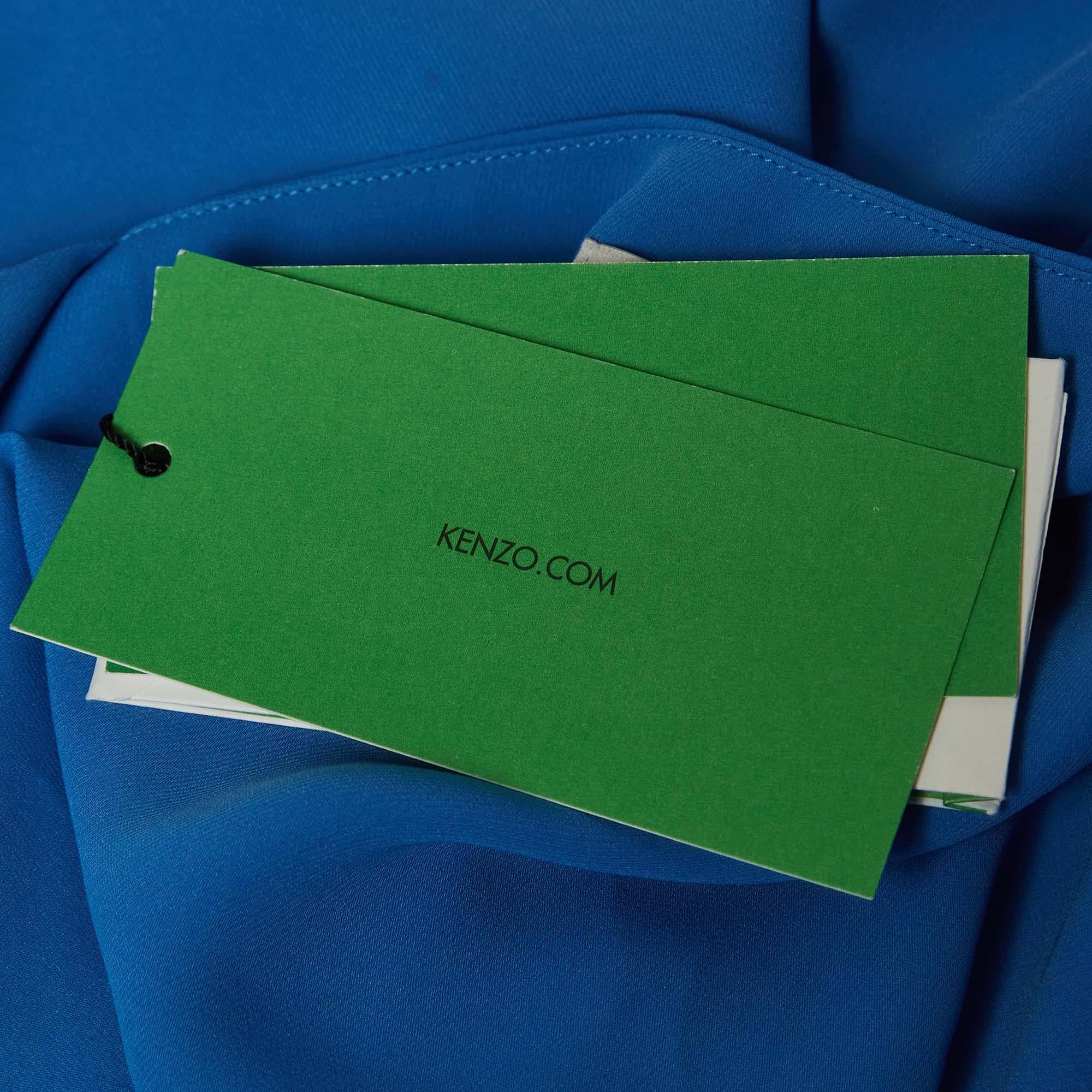 Kenzo Blue Crepe Sweetheart Neck Strappy Top M 1