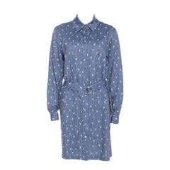 Kenzo Blue Denim Cactus Print Belted Shirt Dress L