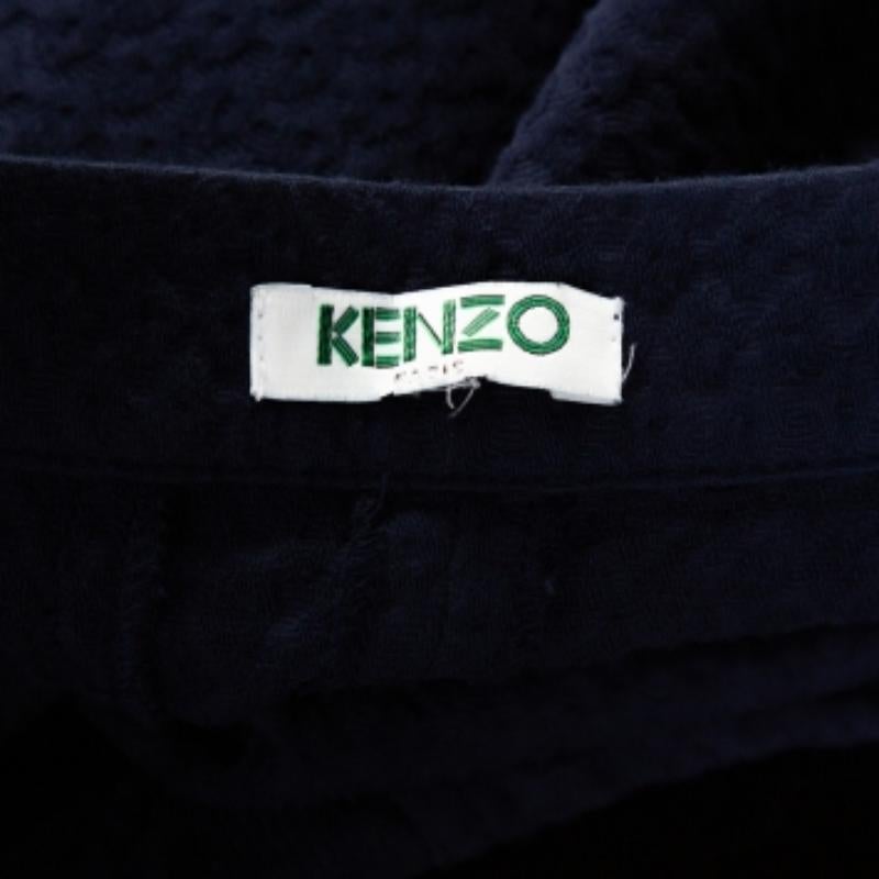 Pantalon droit Kenzo en coton bleu à motifs de diamants M Bon état à Dubai, Al Qouz 2