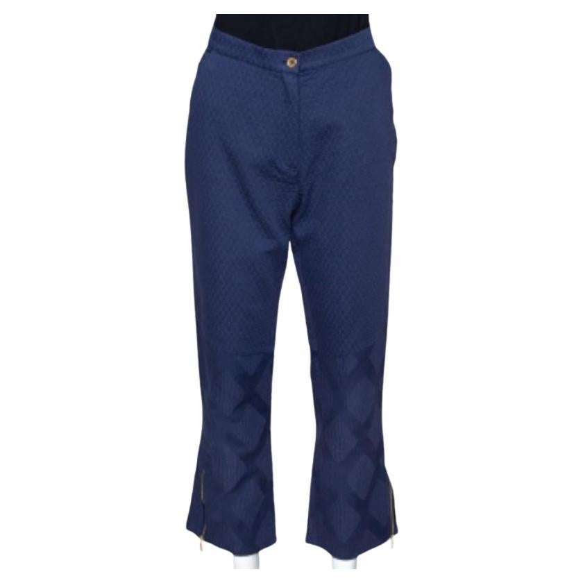 Pantalon droit Kenzo en coton bleu à motifs de diamants M