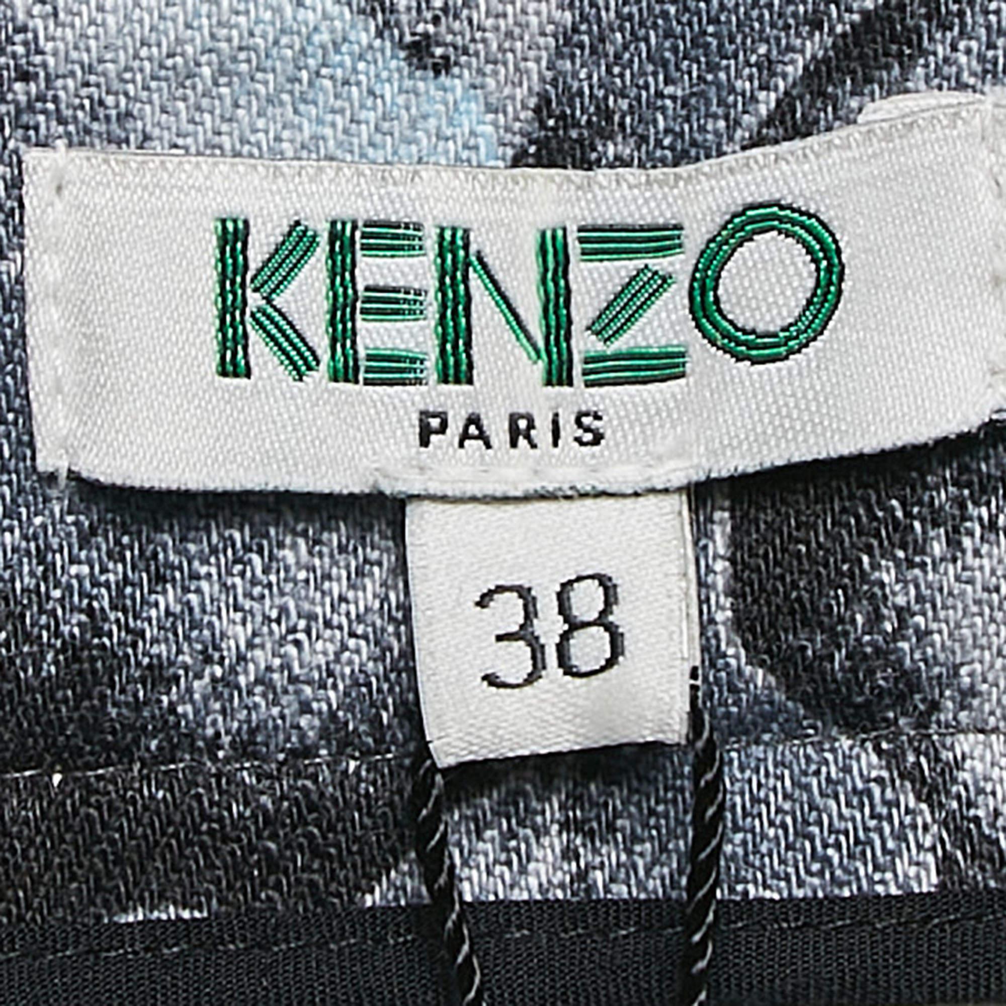 Kenzo Blue Floral Print Denim Skinny Jeans M Waist 30'' In New Condition For Sale In Dubai, Al Qouz 2
