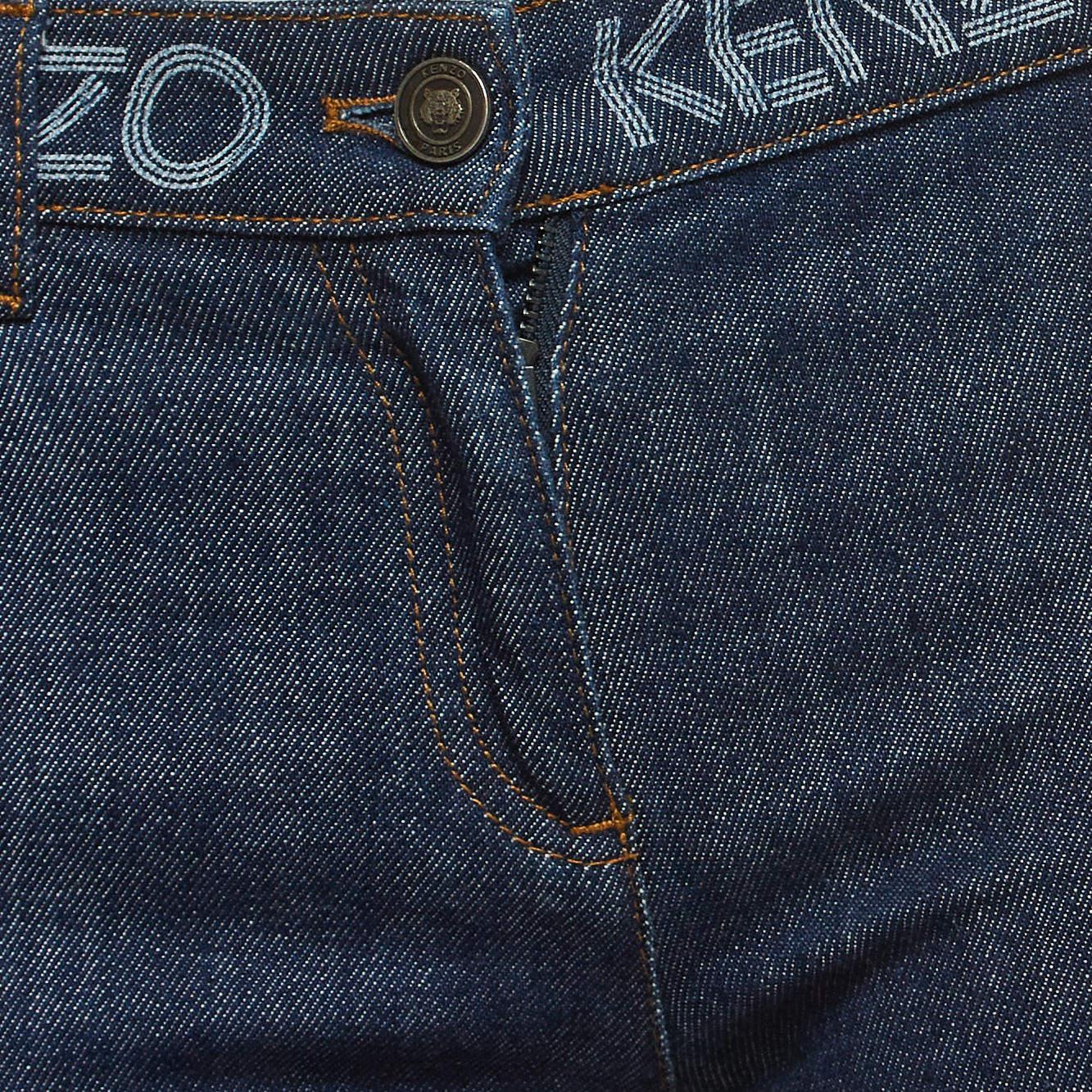 Black Kenzo Blue Logo Printed Denim Jeans S Waist 30